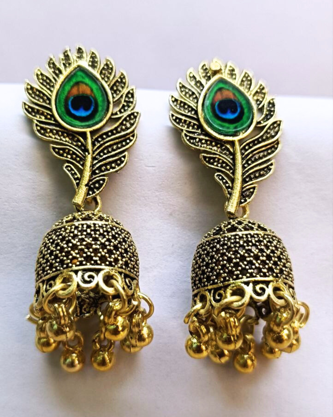Attractive Golden Peacock Jhumka for Women | Lightweight Ethnic Earrings | Festival & Wedding Wear
