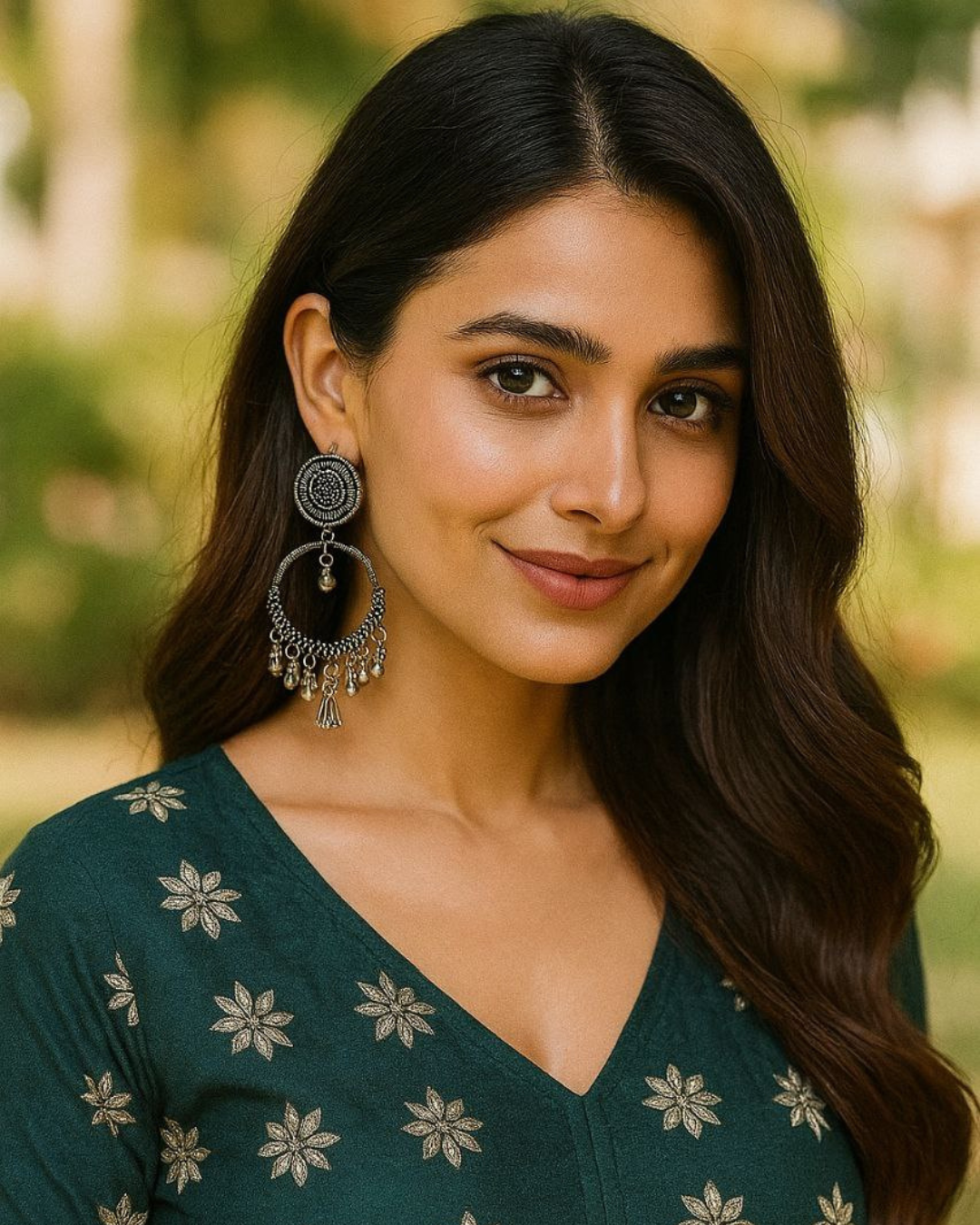 Oxidized Silver Circular Hoop Jhumka for Women | Lightweight Earrings | Festival, Party Wear