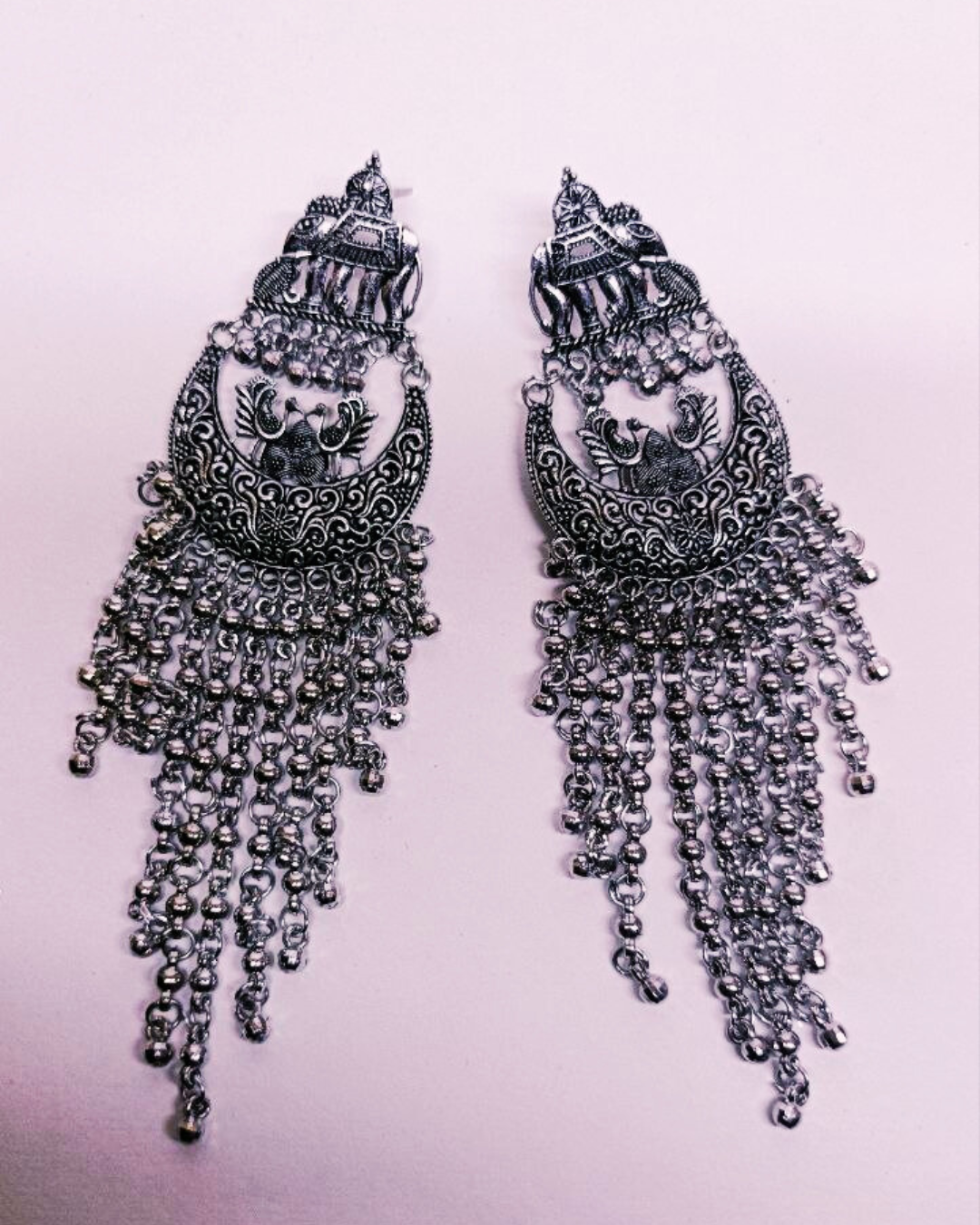 Oxidized Silver Elephant Motif Jhumka for Women | Traditional Bridal Earrings | Festive Wear