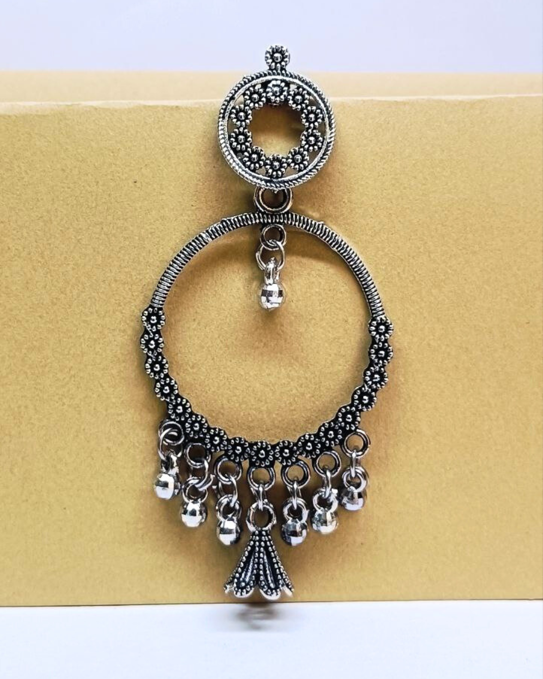 Oxidized Silver Circular Hoop Jhumka for Women | Lightweight Earrings | Festival, Party Wear