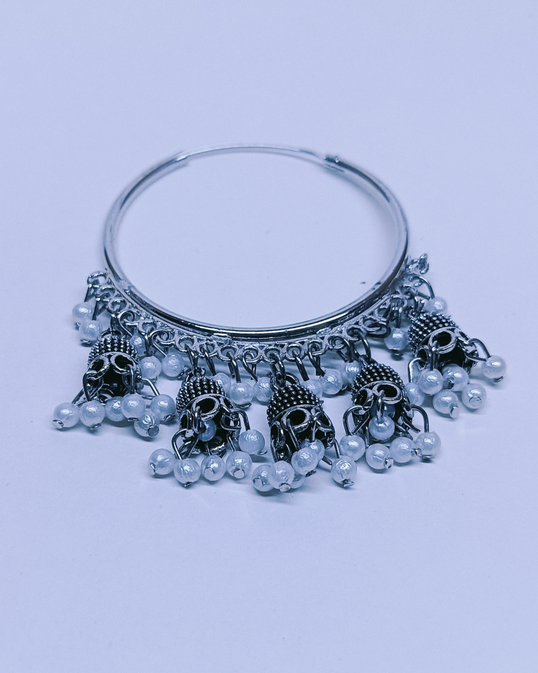 Round Silver Hoop Traditional Jhumka for Women | Pearl Danglers | Festive & Daily Wear