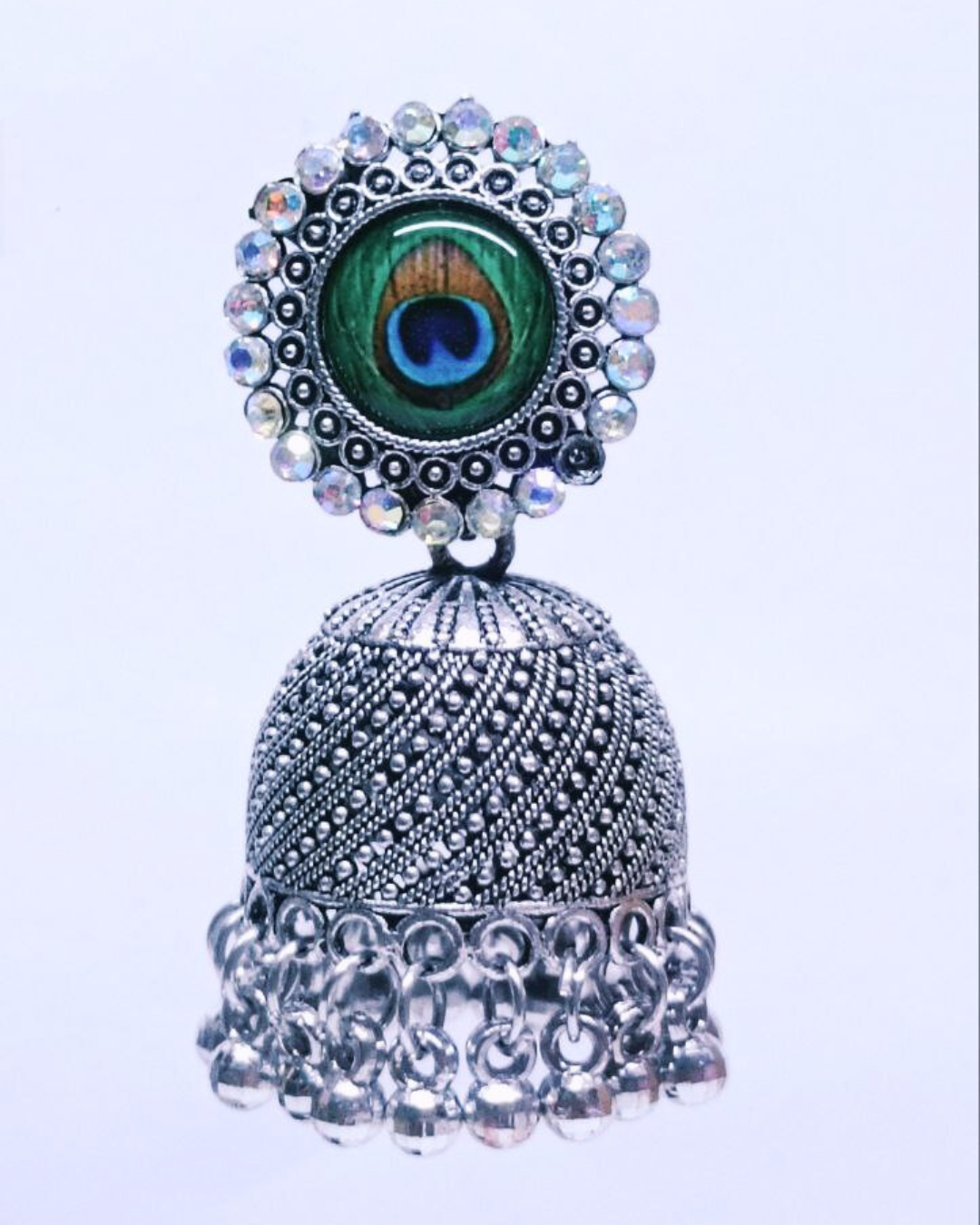Peacock Stud Oxidized Jhumka for Women