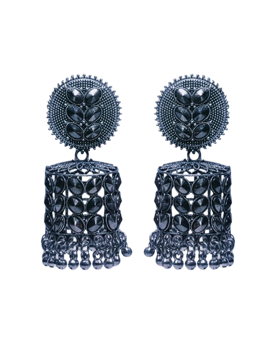 Oxidized Silver Mirror Dome Jhumka for Women | Antique Finish | Traditional & Festive Wear