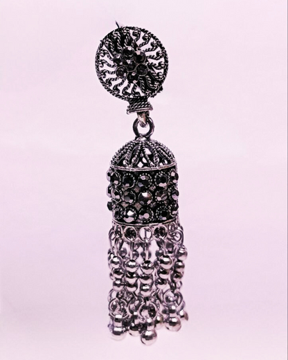 Black Stone Oxidized Jhumka for Women | Party & Ethnic Wear
