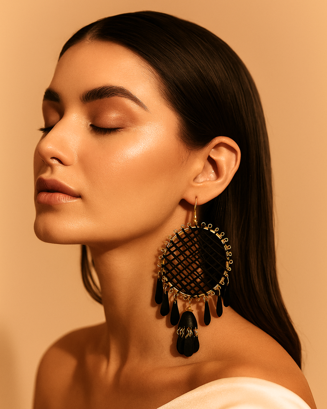 Black Wired Earring | Lightweight Statement Piece