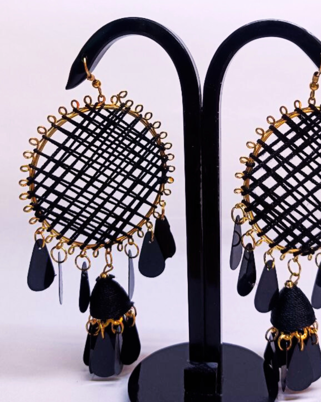 Black Wired Earring | Lightweight Statement Piece