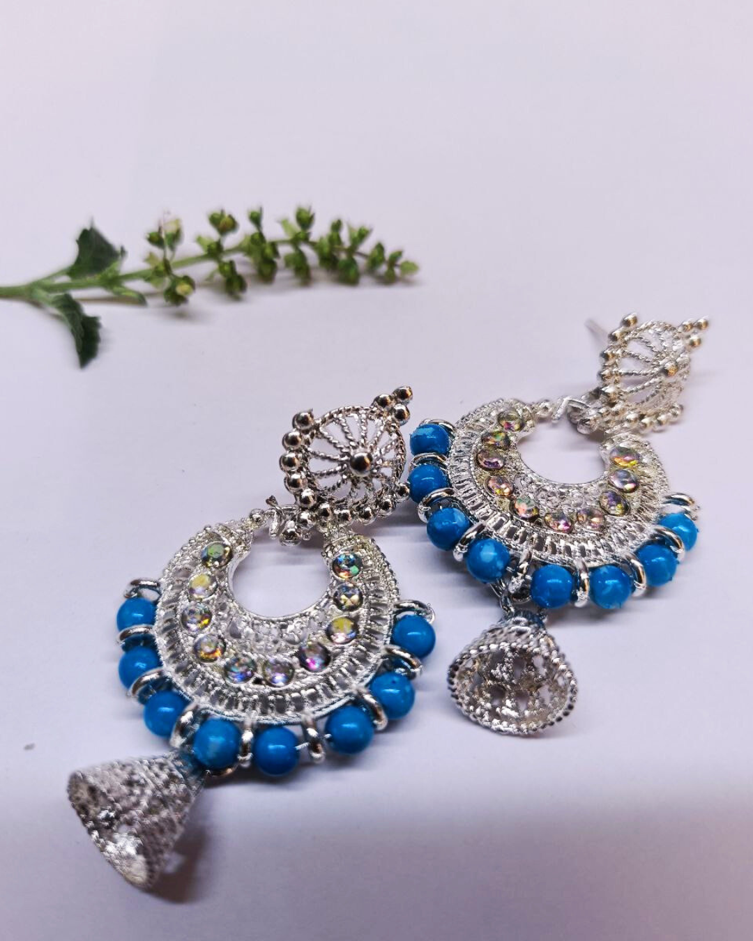 Silver Jhumka with Color Beads for Women | Color Beads | Casual & Daily Wear