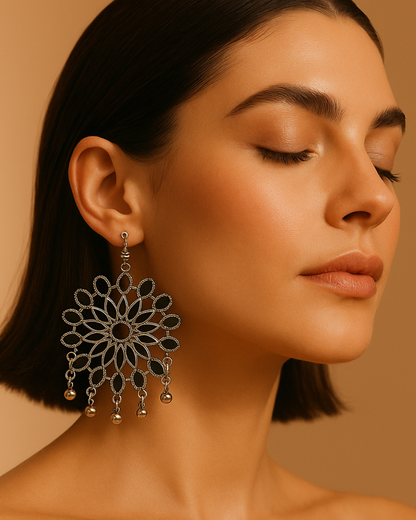 Kaala Gulab ChaandBali Earrings