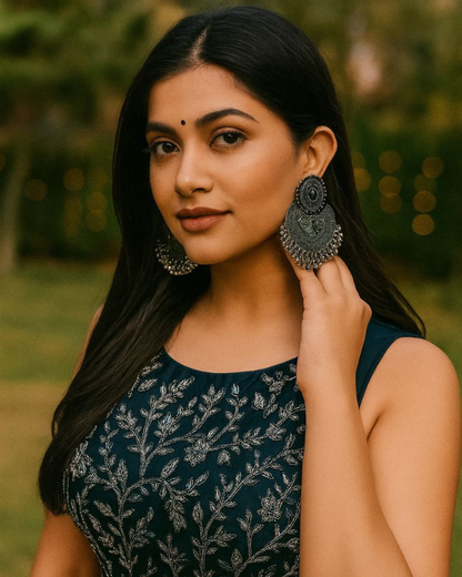 Oxidized Silver Afghani Tribal Jhumka for Women | Bold Look | Festive Wear