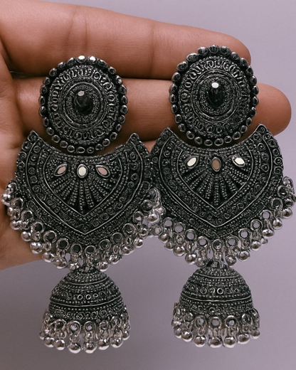 Oxidized Silver Afghani Tribal Jhumka for Women | Bold Look | Festive Wear