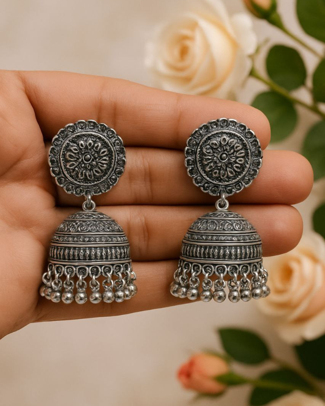 Floral Stud Oxidized Jhumka for Women | Daily & Festive wear