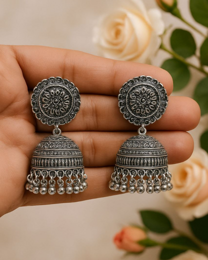 Floral Stud Oxidized Jhumka for Women | Daily & Festive wear