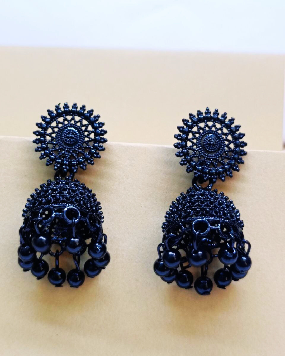 Bold Black Oxidized Jhumka Earrings | Antique Matte Finish | Statement Jewelry | Light Weight