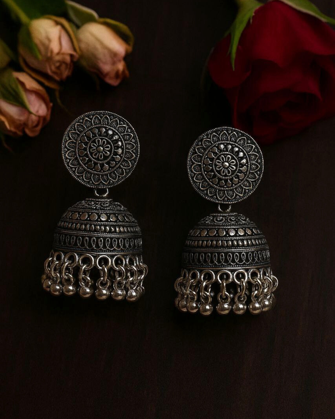 Floral Stud Oxidized Jhumka for Women | Daily & Festive wear