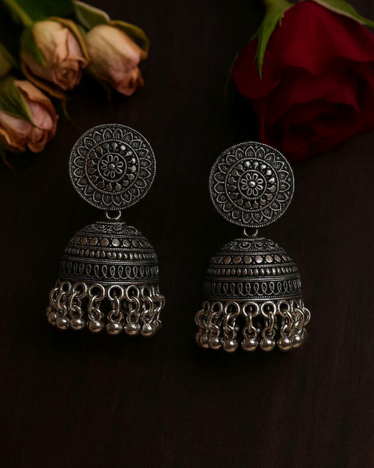 Floral Stud Oxidized Jhumka for Women | Daily & Festive wear