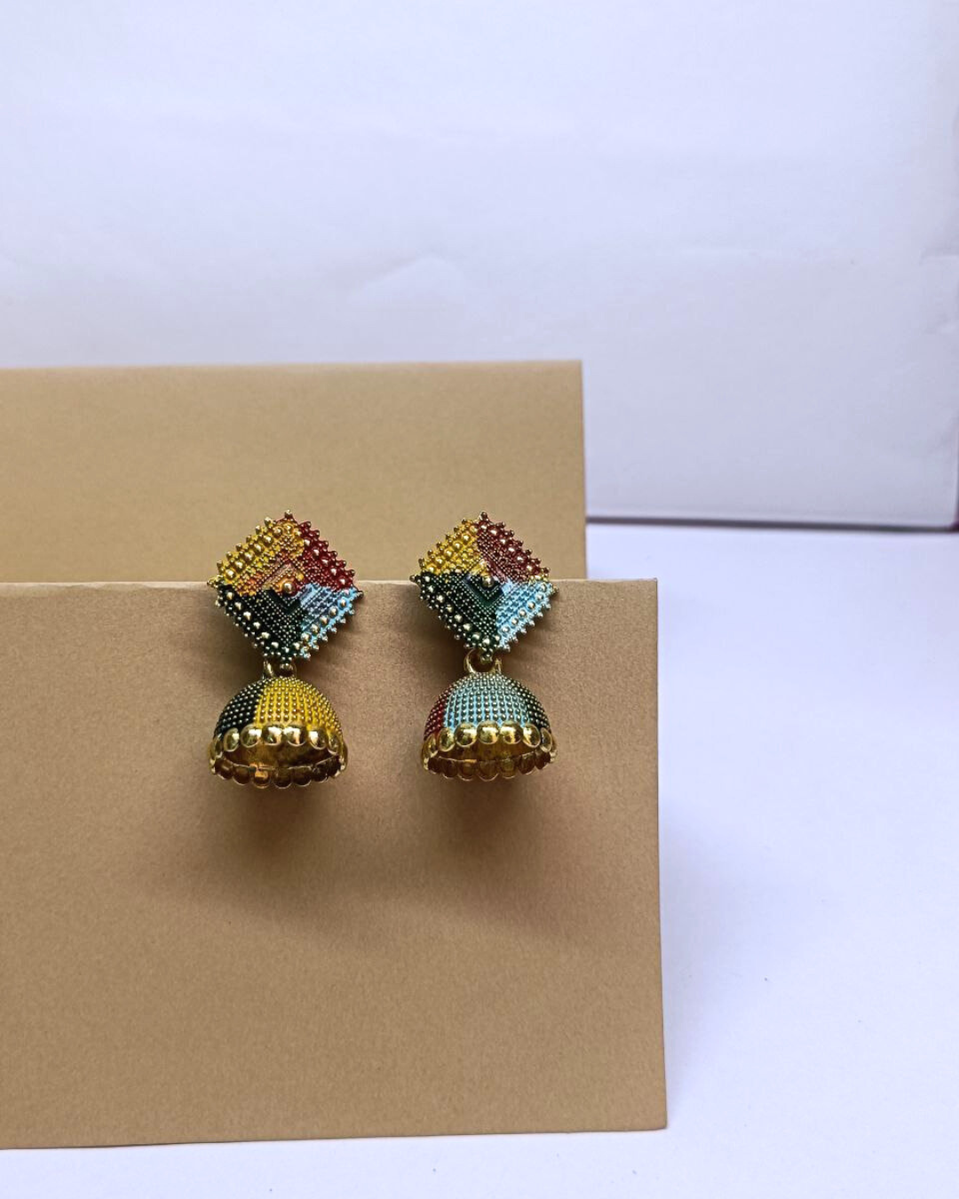 Multicolor Tribal Jhumka Earrings | Boho Chic Dangle Jewelry | Light Weight