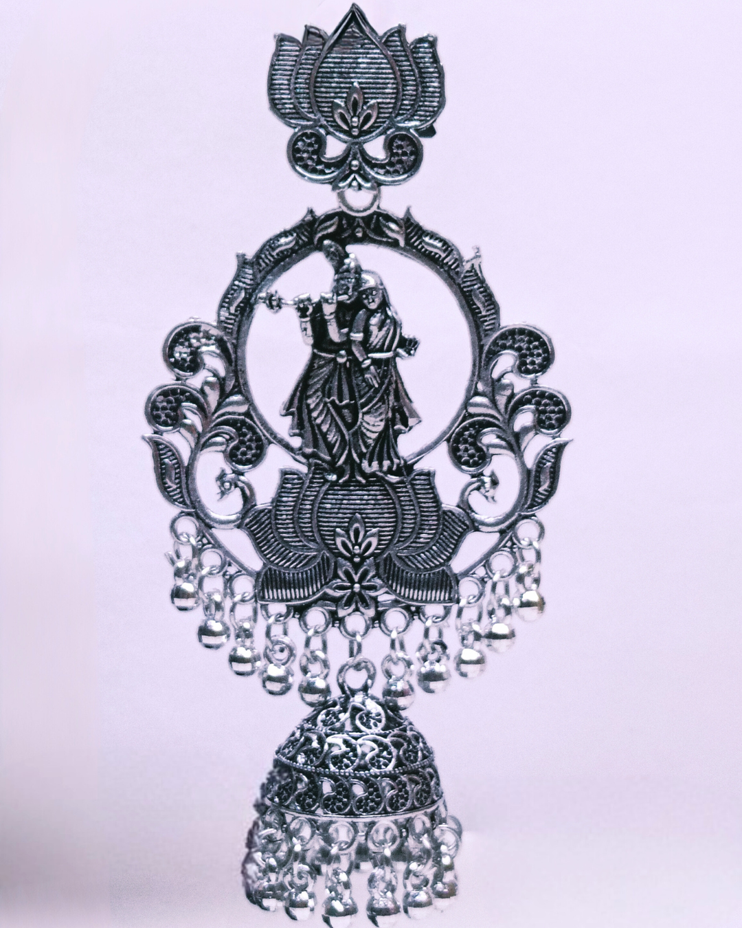 Traditional Radha Krishna Design Oxidized Jhumka for Women | Temple Jewelry | Anti Tarnish