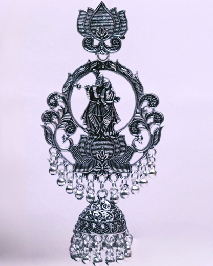 Traditional Radha Krishna Design Oxidized Jhumka for Women | Temple Jewelry | Anti Tarnish