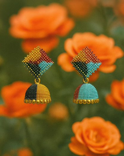 Multicolor Tribal Jhumka Earrings | Boho Chic Dangle Jewelry | Light Weight