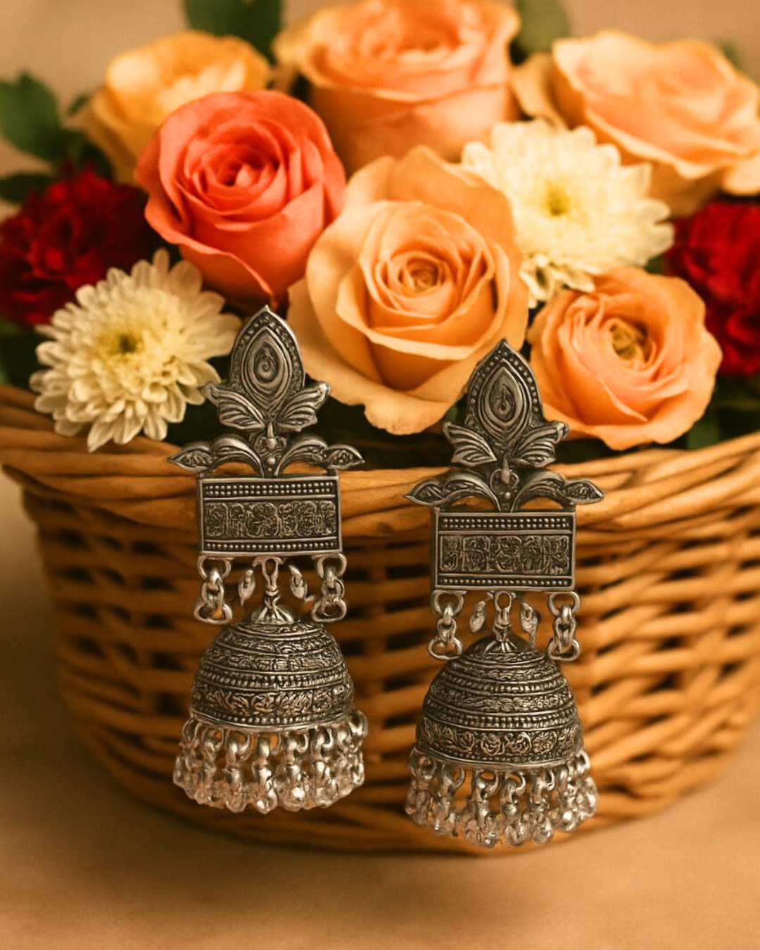 Temple Style Antique Oxidized Jhumka for Women | Festive Wear | Traditonal Look