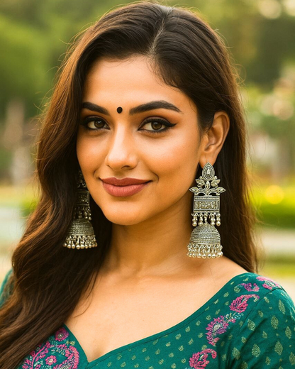 Temple Style Antique Oxidized Jhumka for Women | Festive Wear | Traditonal Look