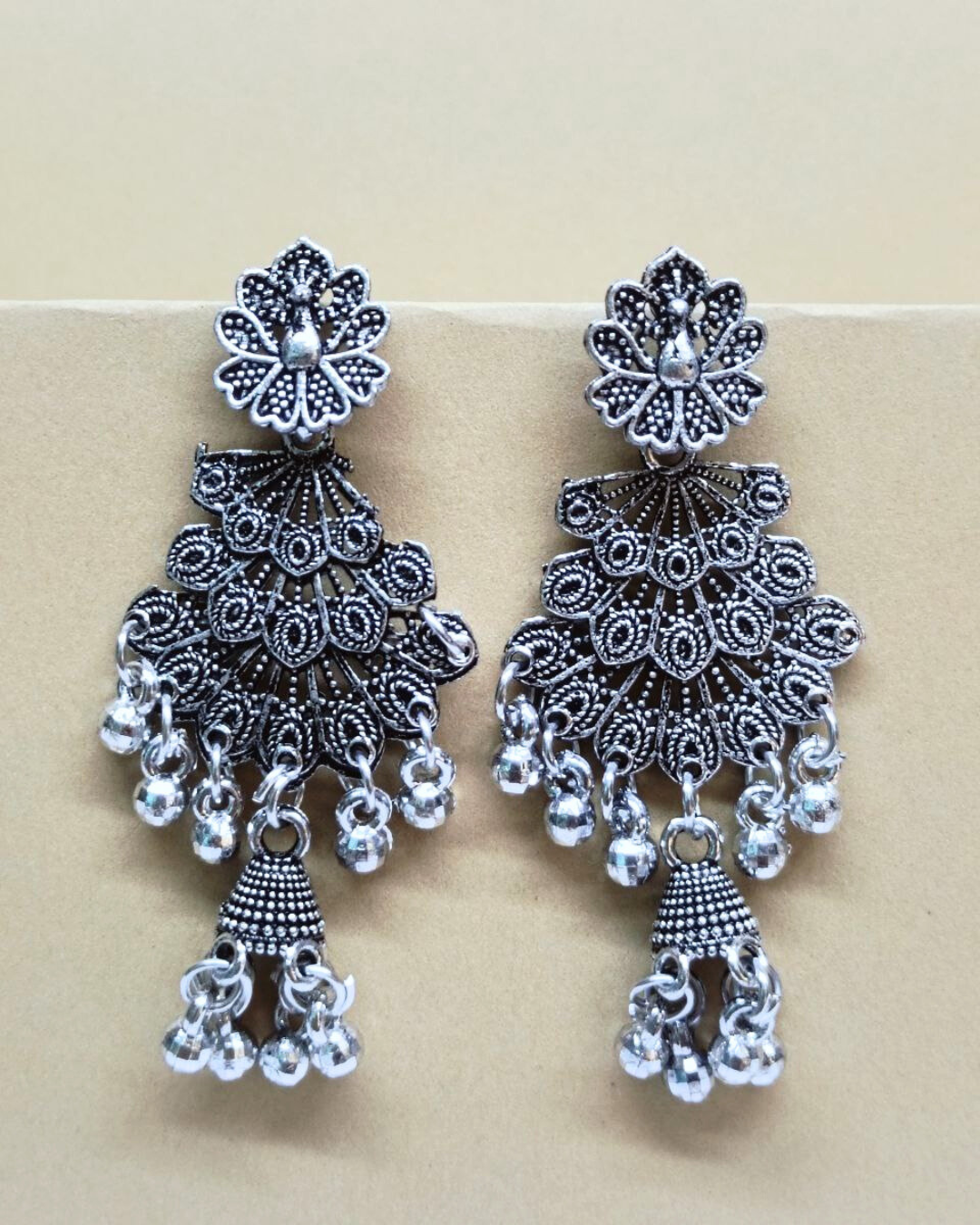 Oxidized Silver Peacock Jhumka for Women | Handcrafted Lightweight Earrings | Wedding & Festive Wear