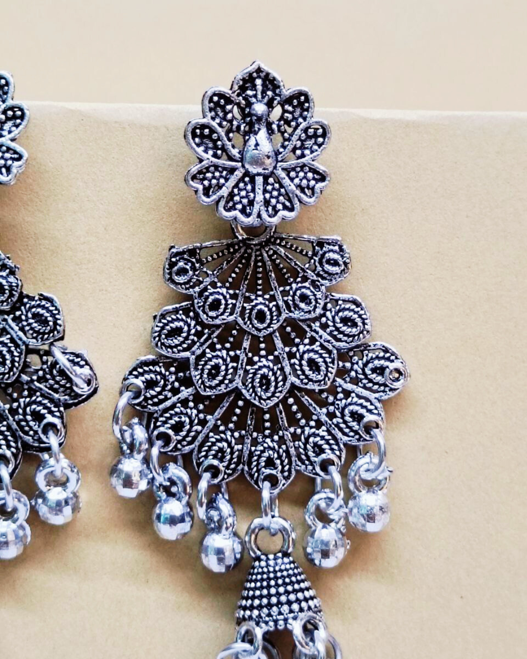 Oxidized Silver Peacock Jhumka for Women | Handcrafted Lightweight Earrings | Wedding & Festive Wear