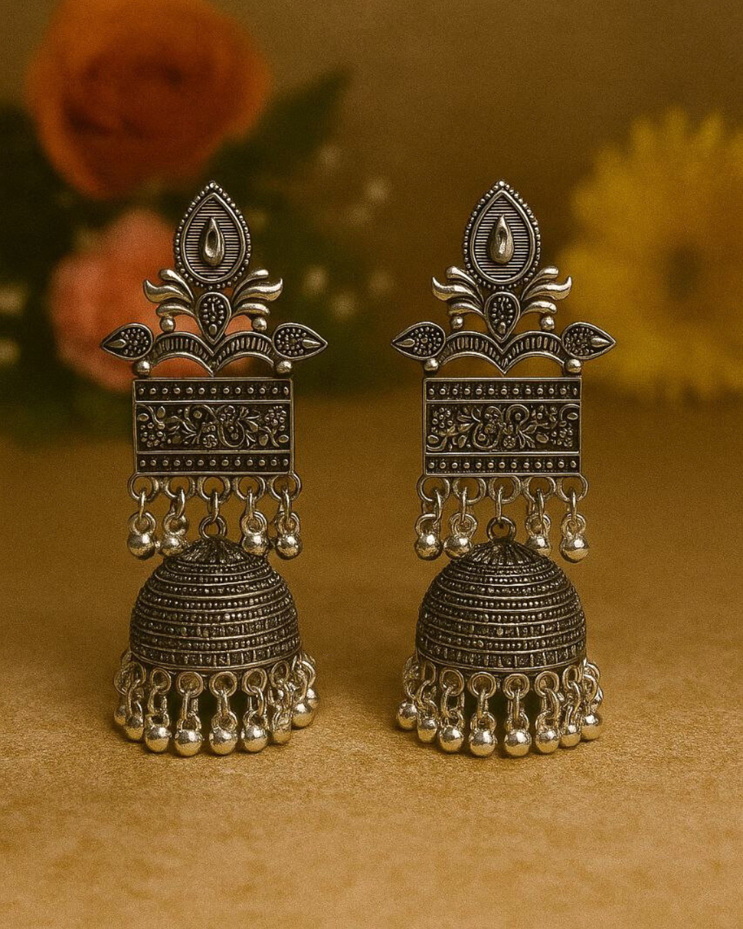 Temple Style Antique Oxidized Jhumka for Women | Festive Wear | Traditonal Look