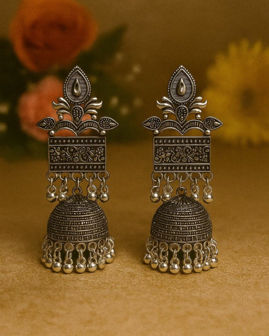 Temple Style Antique Oxidized Jhumka for Women | Festive Wear | Traditonal Look