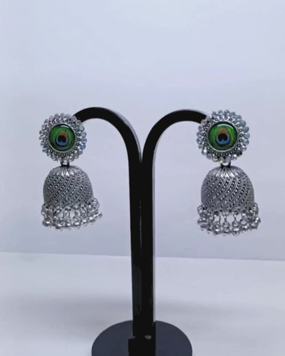 Peacock Stud Oxidized Jhumka for Women