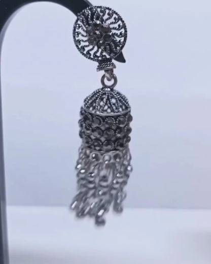 Black Stone Oxidized Jhumka for Women | Party & Ethnic Wear