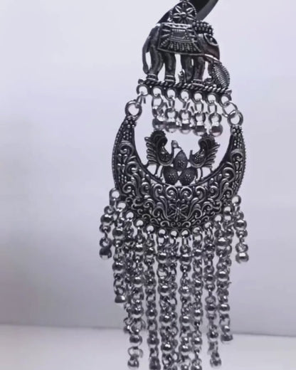 Oxidized Silver Elephant Motif Jhumka for Women | Traditional Bridal Earrings | Festive Wear